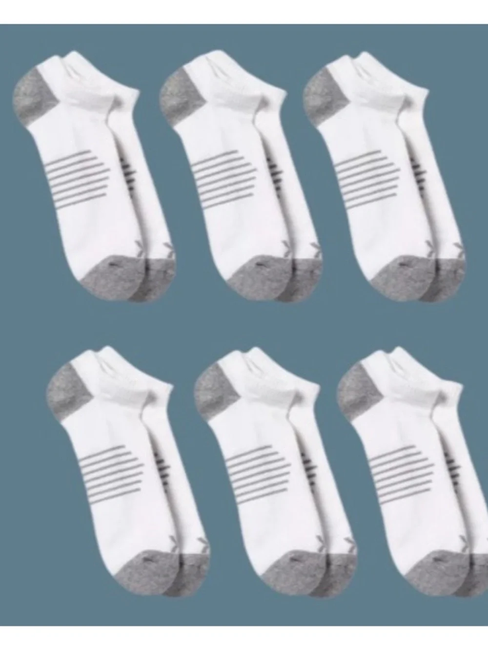 Men's No Show Striped Athletic Socks 12pk- All in Motion- Gray/White size 6-12